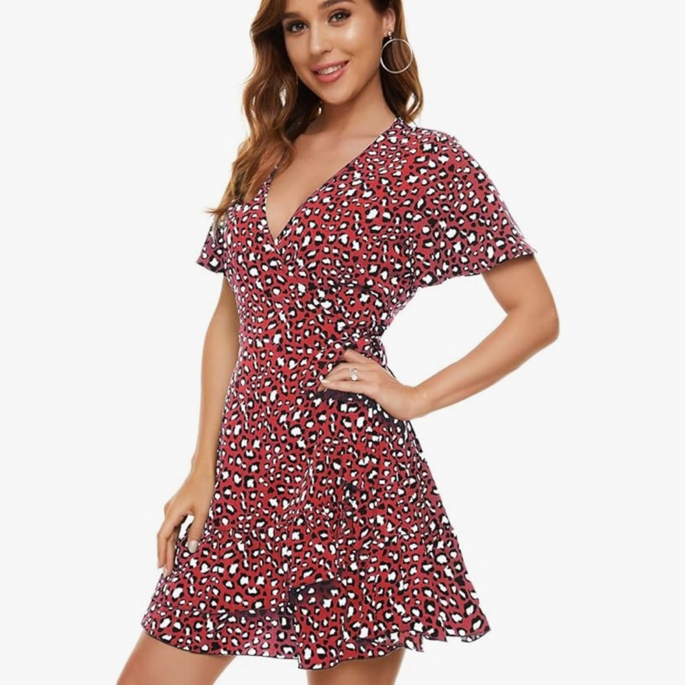 Red Leopard Print Mini Dress